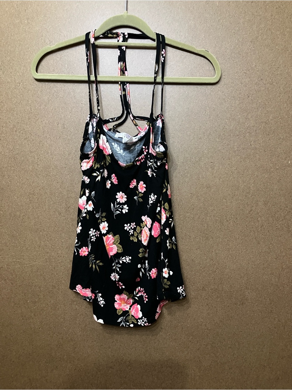 Floral Double-Strap Cami Top - Black with Pink Flowers - Picture 9 of 9